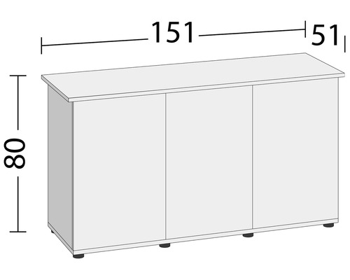 Schrank mit drei Türen und den Maßen 151 mal 51 mal 80 Zentimeter.