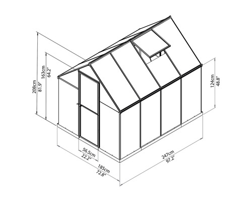 Abmessungen eines Gewächshauses