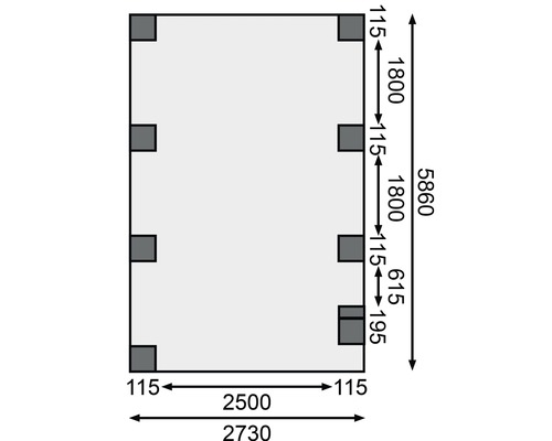 Technische Zeichnung mit Maßangaben für ein Produkt