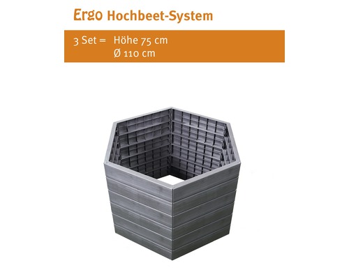 Sechseckiges Hochbeet-System aus Kunststoff, Hoehe 75 cm, Durchmesser 110 cm
