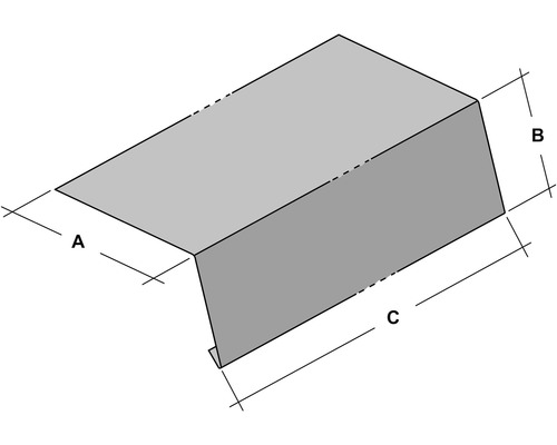 Abbildung einer Mauerabdeckung mit Maßangaben A, B und C
