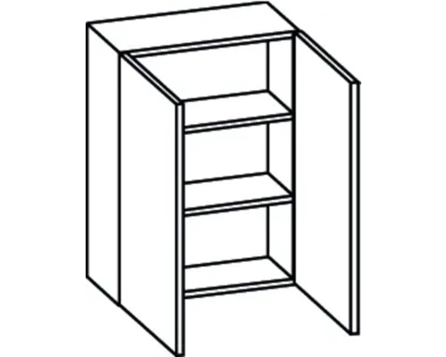 Küchenhängeschrank mit drei Regalböden und einer offenen Tür