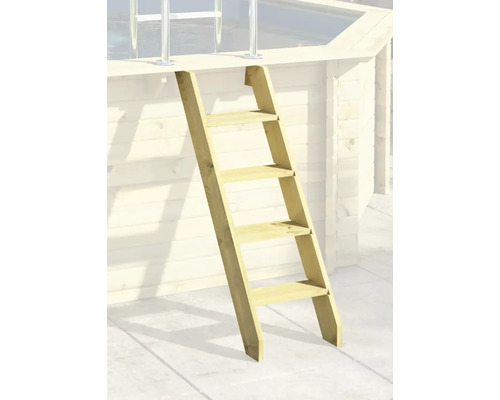 Holzpoolleiter mit fünf Stufen zum Einhängen