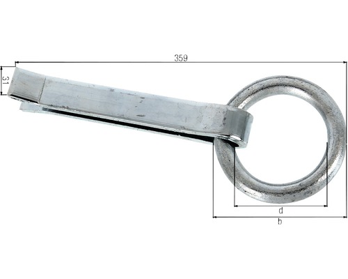 Zurröse mit Ring und Maßangaben