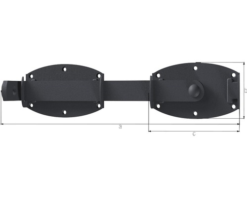 Türriegel mit den Abmessungen a, b und c