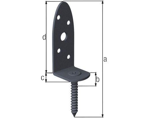 Winkelverbinder mit Schraube und Maßangaben