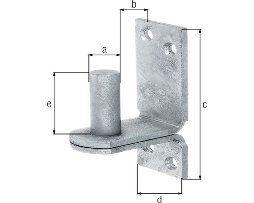 Metall Torangel mit Befestigungslöchern und Maßangaben