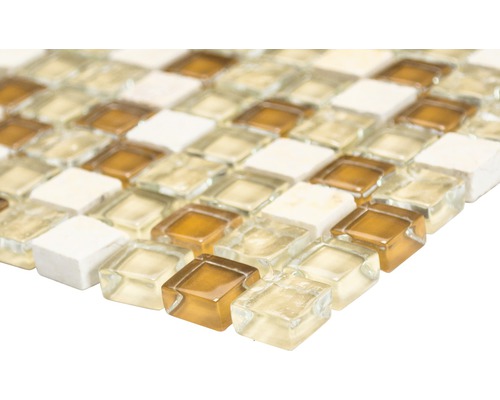 Mosaikfliese aus Glas und Naturstein