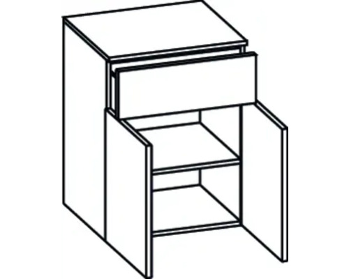 Schrank mit Schublade und zwei offenen Fächern