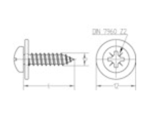 Zeichnung einer Linsenkopfschraube mit Bund nach DIN 7962 Z2