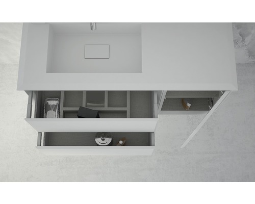 Waschtischunterschrank mit offenen Schubladen und Stauraum