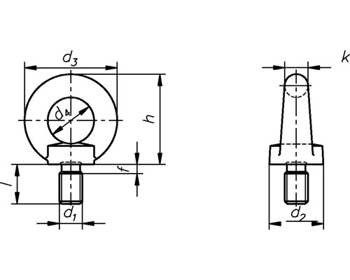 Technische Zeichnung eines Rings mit Gewinde und Abmessungen