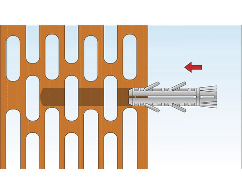 Illustration eines Dübels in einem Lochstein