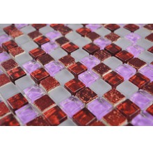Glasmosaik XCM M730 30x30 cm rot/pink/weiß matt-thumb-3