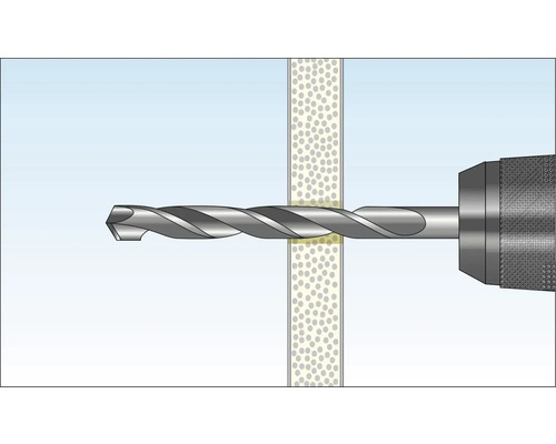Illustration einer Bohrmaschine beim Bohren durch ein Material