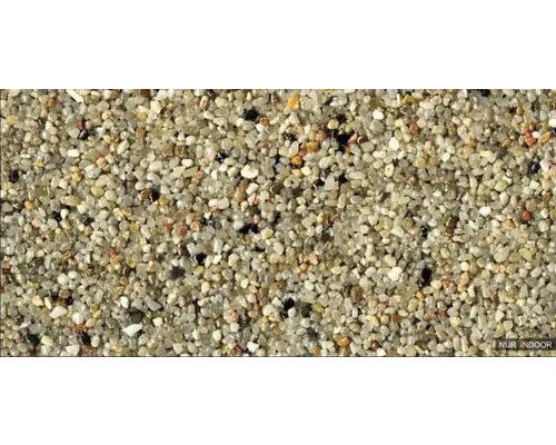 Steinteppich-Set 1 m² Ravello Fein Natur Innenbereich - Wand Nahaufnahme eines Mosaiks aus kleinen Kieselsteinen.