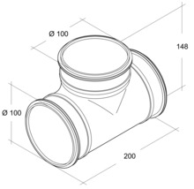 Wickelfalz Abzweig Ø 100 mm 90 Grad-thumb-2