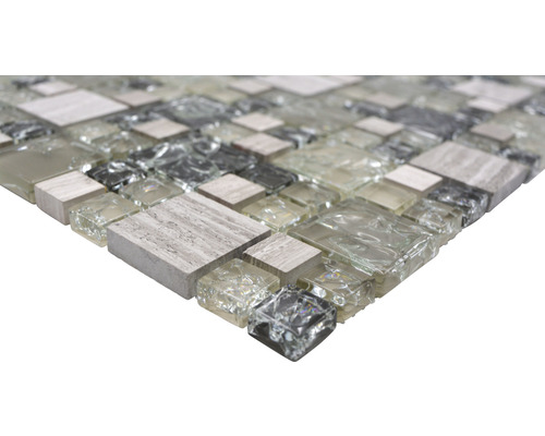 Mosaikfliese aus Glas und Naturstein