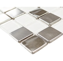 Aluminiummosaik XAM A441 weiß/silber glänzend 32,7x30,2 cm-thumb-1