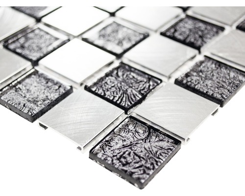 Mosaikfliese aus Glas und Aluminium