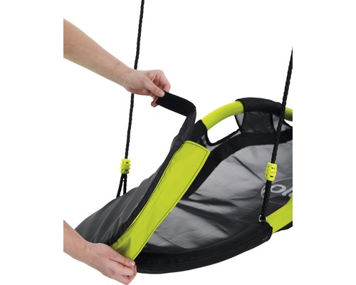 Detailansicht einer Nestschaukel mit verstellbarer Aufhängung