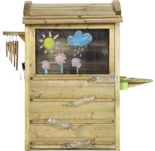 Spielküche aus Holz mit Tafel und Wasserspielanlage