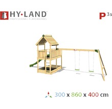 Spielplatz mit Schaukel, Rutsche und Sandkasten