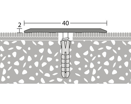 Zeichnung eines Dämmstoffhalters mit den Maßen 40 mal 2 Millimeter.