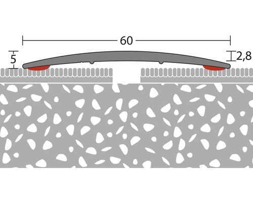 Illustration eines Übergangsprofils mit einer Breite von 60 Millimetern und einer Höhe von 5 Millimetern