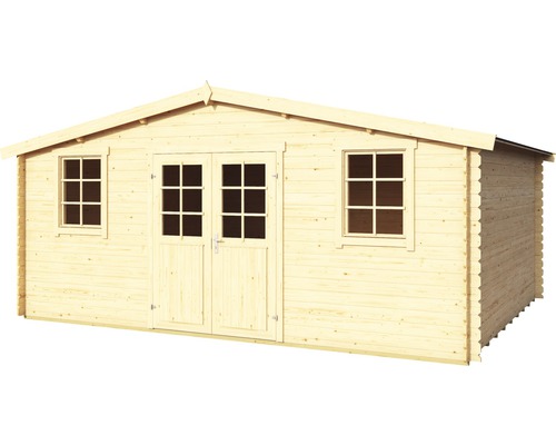 Holzgartenhaus mit Doppeltür und Fenstern