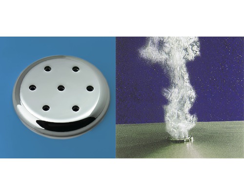 Runde Whirlpool-Düse aus Metall mit sieben Löchern und Wasserstrahl