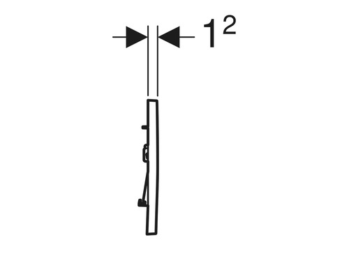 Technische Zeichnung eines Betätigungsplatte mit Angabe der Stärke von 12 mm