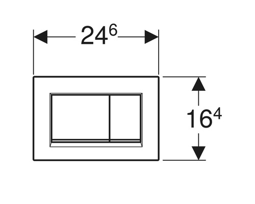 Maße der Betätigungsplatte für die Toilettenspülung: 246 mm Breite und 164 mm Höhe