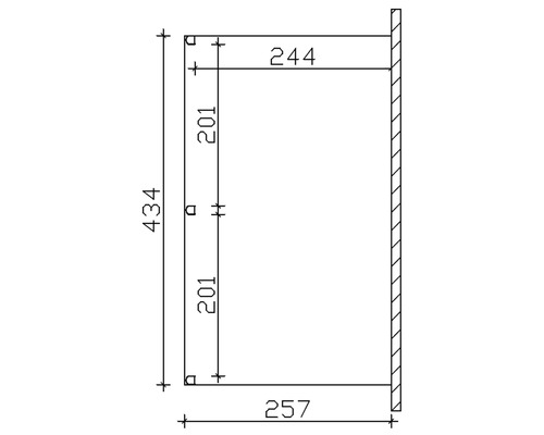 Technische Zeichnung eines Rahmens mit Maßangaben