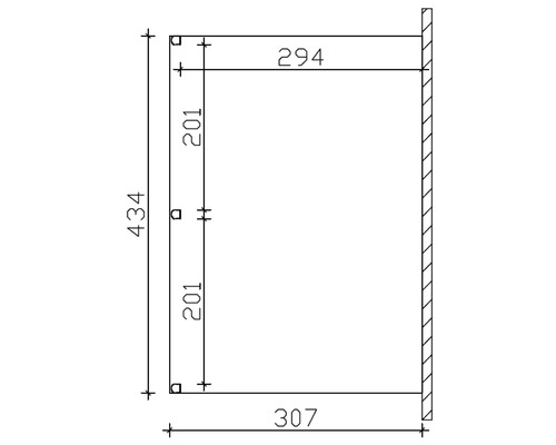 Technische Zeichnung mit den Maßen 434, 201, 294 und 307
