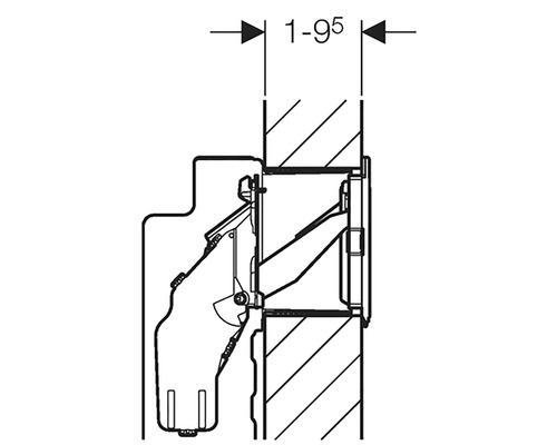 Technische Zeichnung: Möbelbeschlag mit Maßangabe