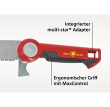 Wolf Garten Handsäge mit ergonomischem Griff und integriertem Multistar Adapter