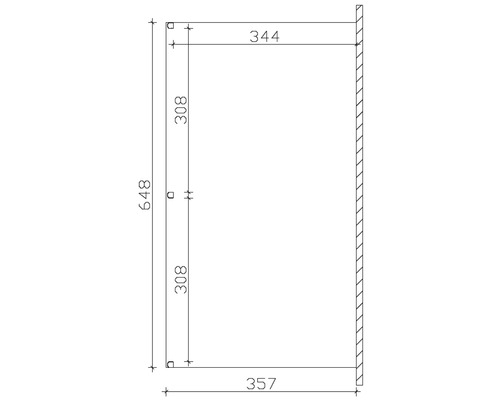 Technische Zeichnung eines Regals mit Maßangaben