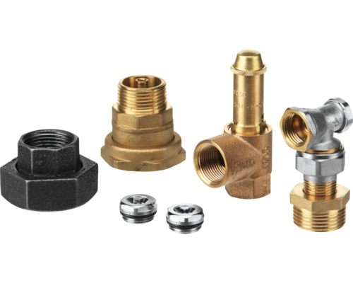 Verschiedene Messing- und Metallfittings für Sanitärinstallationen