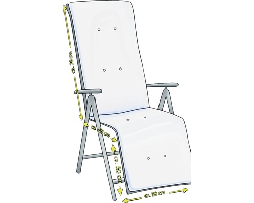 Gartenliege mit den Maßen circa 70 cm Höhe und circa 50 cm Breite und Länge