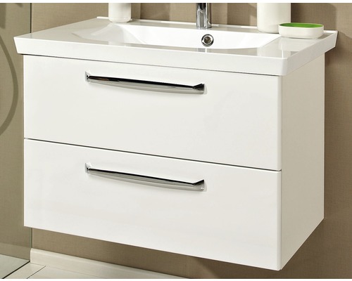 Waschtischunterschrank mit zwei Schubladen und Aufsatzwaschbecken