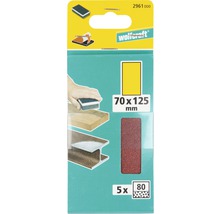Wolfcraft Schleifblatt, Korngröße 80, 70 x 125 Millimeter, 5 Stück
