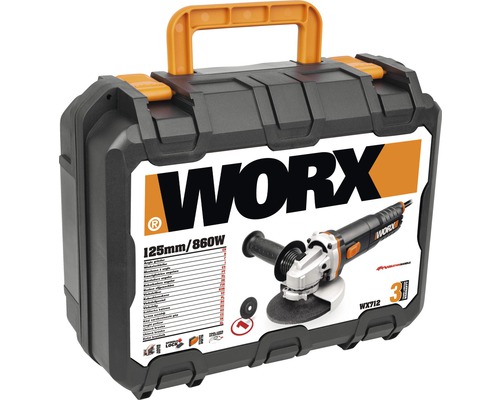 Worx Winkelschleifer im Werkzeugkoffer