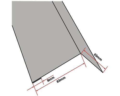 Detailansicht eines Z-Profils mit Maßangaben 8 mm, 65 mm und 83 mm.