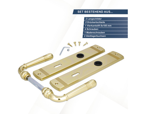 Türbeschlag Set mit Langschildern und Schrauben