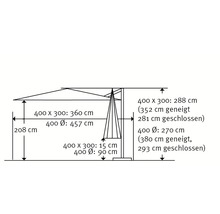 Ampelschirm Schneider Rhodos Grande Ø 400 cm H 270 cm anthrazit