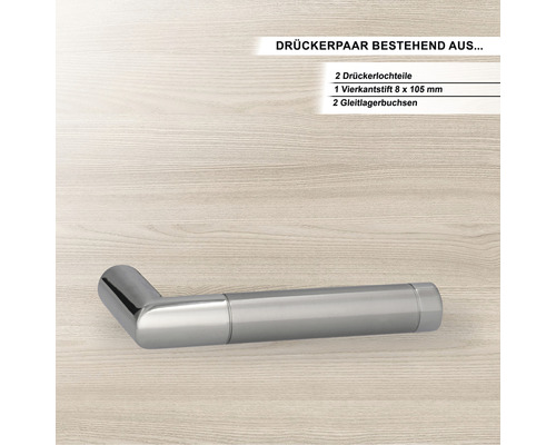 Türdrückerpaar aus Edelstahl mit Vierkantstift