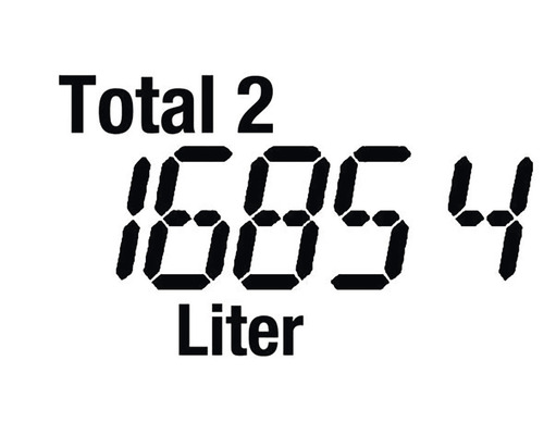 Anzeige mit der Aufschrift Total 2, 16854 Liter