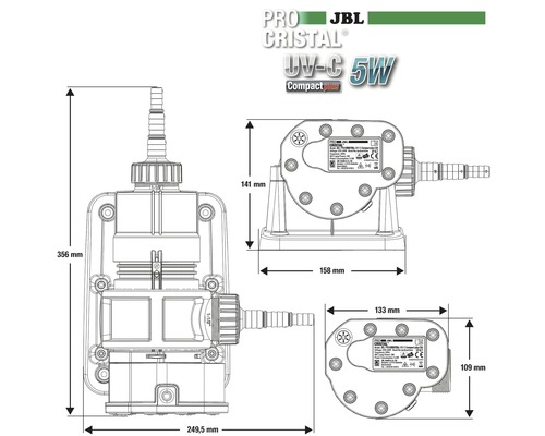 JBL ProCristal UV-C 5W Compact Plus Abmessungen