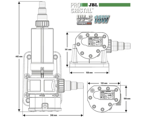 JBL ProCristal UV-C 18W Compact Plus Abmessungen
